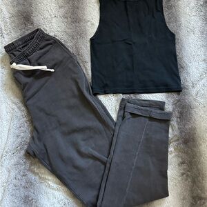 Black Brandy Melville Tank Top and Gray Joggers Set